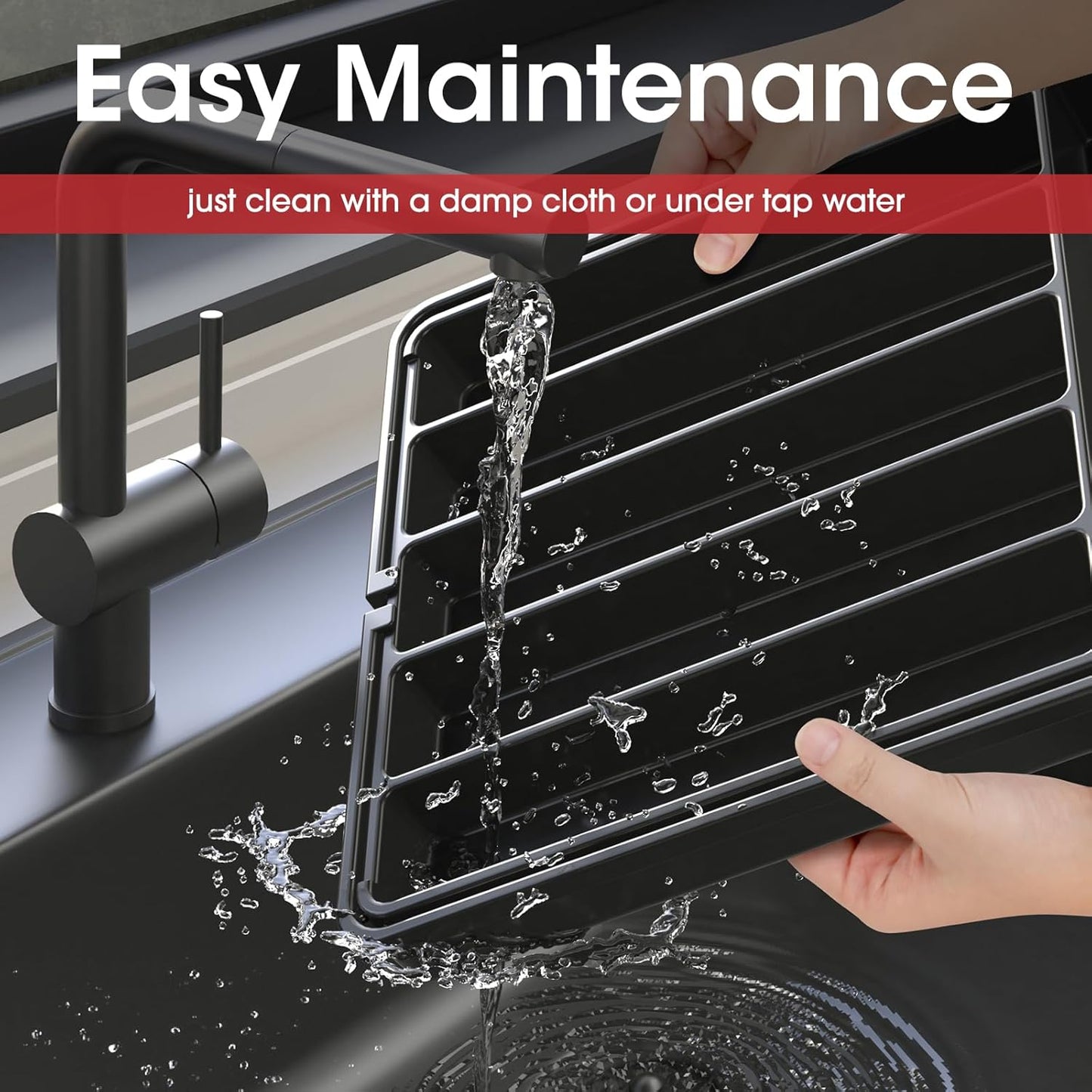 Aujen Cutlery Drawer Organiser - Expandable Kitchen Drawer Storage Organiser, Adjustable Cutlery Tray, Multipurpose Utensil Organisation for Forks, Knives, Black, 34 x 4 x 26~50 cm