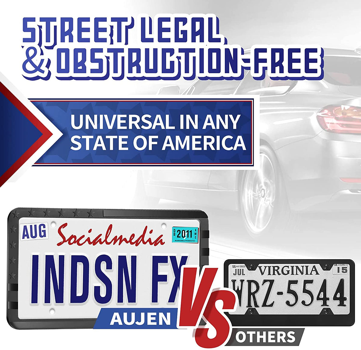 Silicone USA Flag License Plate Frame AUJEN