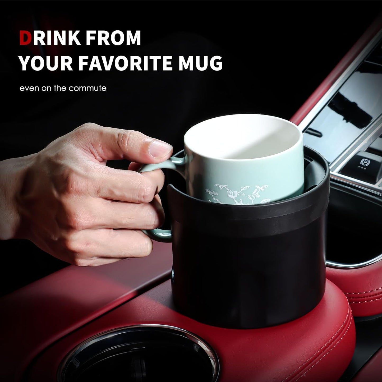 AUJEN Cup Holder Expander for Car - Upgraded Cup Holder w/Offset Option, Adjustable Car Cup Holder Expander, Versatile Car Accessories, Fit Hydro, Yeti, Nalgene, Large Bottles & Big Drinks