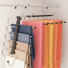 将图片加载到图库查看器，AUJEN Pants Hangers Space Saving - Sturdy Metal Shirt Hangers with Non-Slip Design, Jean Hangers with 2 Hanging Modes, Multipurpose Closet Organizers and Storage for Trousers, Scarves 1 Pack
