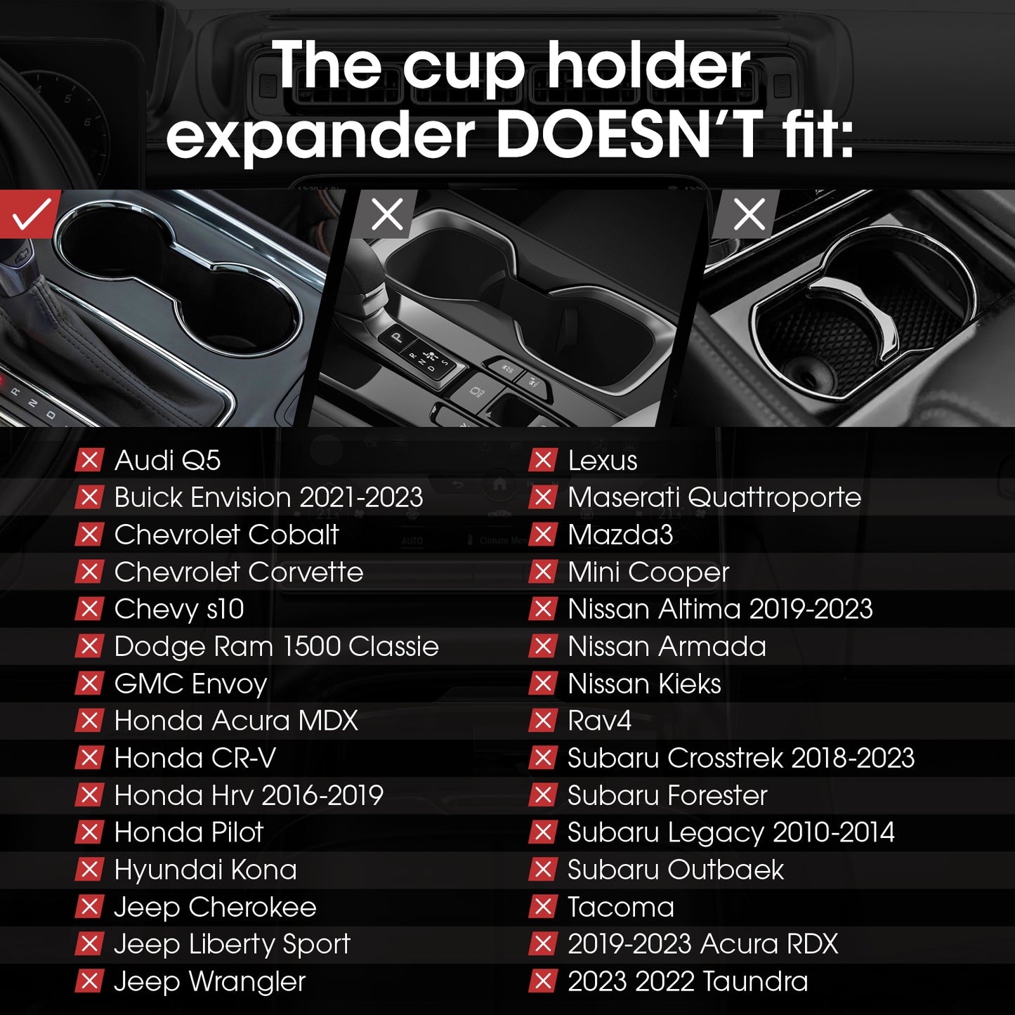 AUJEN Cup Holder Expander for Car - Upgraded Cup Holder w/Offset Option, Adjustable Car Cup Holder Expander, Versatile Car Accessories, Fit Hydro, Yeti, Nalgene, Large Bottles & Big Drinks
