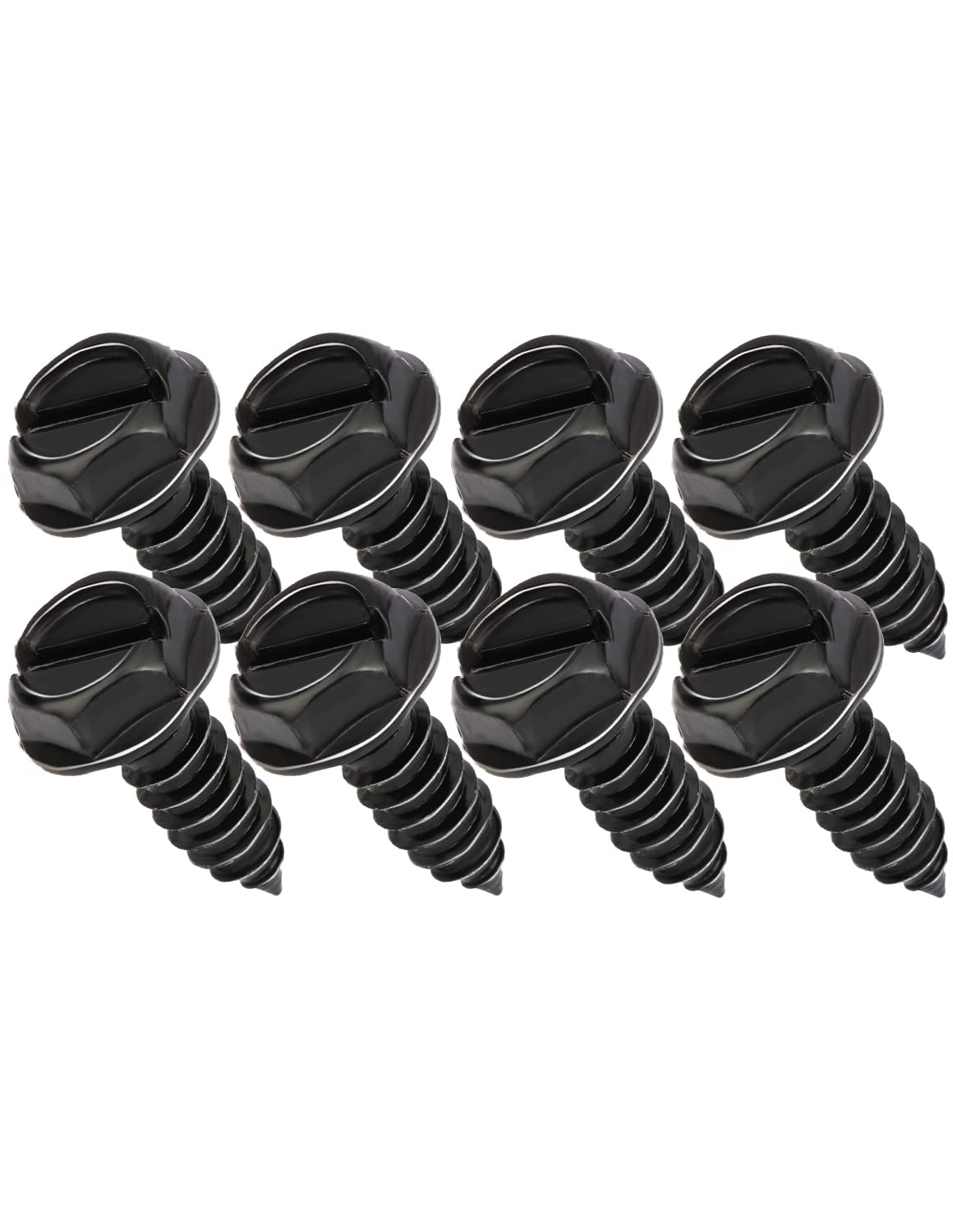 Aujen License Plate Screws, Rustproof Stainless Steel License Plate Screw Kit, Suitable for Screw Holes Size of 3/4" x 1/4" License Plate Bolts, Black License Plate Screws for Most Vehicles (8 Pcs)