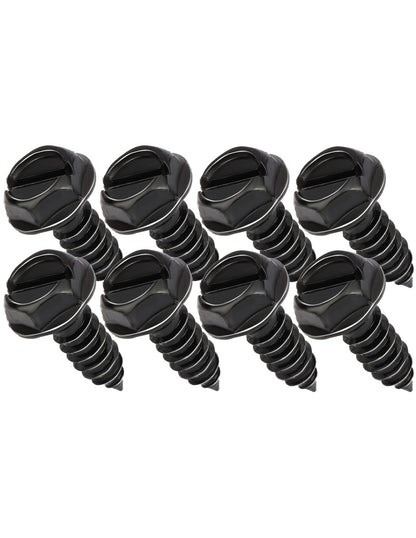 Aujen License Plate Screws, Rustproof Stainless Steel License Plate Screw Kit, Suitable for Screw Holes Size of 3/4" x 1/4" License Plate Bolts, Black License Plate Screws for Most Vehicles (8 Pcs)