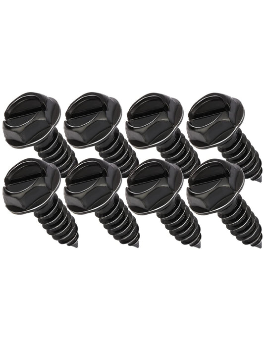 Aujen License Plate Screws, Rustproof Stainless Steel License Plate Screw Kit, Suitable for Screw Holes Size of 3/4" x 1/4" License Plate Bolts, Black License Plate Screws for Most Vehicles (8 Pcs)
