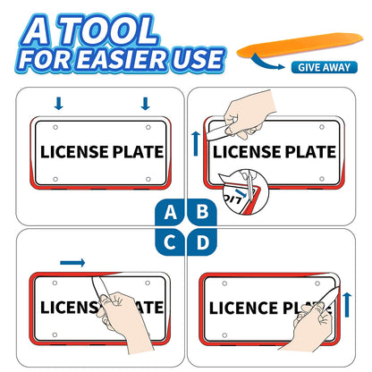 Aujen Silicone License Plate Frames 2 PCS for US Standard Car, Rattle-Proof and Easy Installation License Plate Holder (Black)