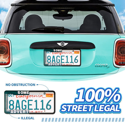 Aujen Silicone License Plate Frames 2 PCS for US Standard Car, Rattle-Proof and Easy Installation License Plate Holder (Black)