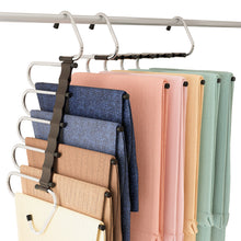 将图片加载到图库查看器，AUJEN Pants Hangers Space Saving - Sturdy Metal Shirt Hangers with Non-Slip Design, Jean Hangers with 2 Hanging Modes, Multipurpose Closet Organizers and Storage for Trousers, Scarves 1 Pack
